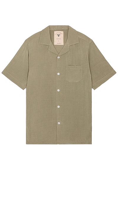 Shop Oas Plain Shirt In Olive