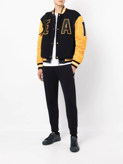 Shop Emporio Armani Colour-block Logo Bomber Jacket In Gelb