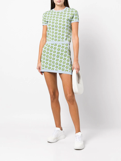 Shop Sandy Liang Durango High-waisted Skirt In Green