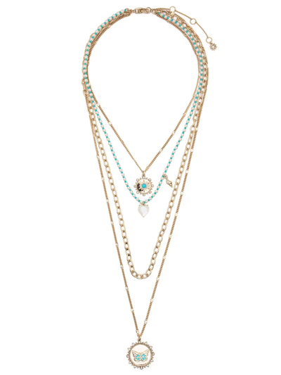 Shop Marchesa Notte Multi-chain Charm Necklace In Gold