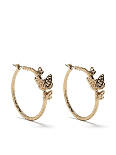 Shop Marchesa Notte Butterfly-charm Hoops In Gold