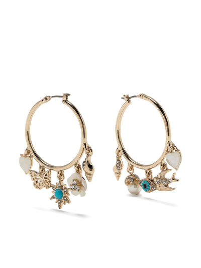 Shop Marchesa Notte Charm-detail Large Hoops In Gold