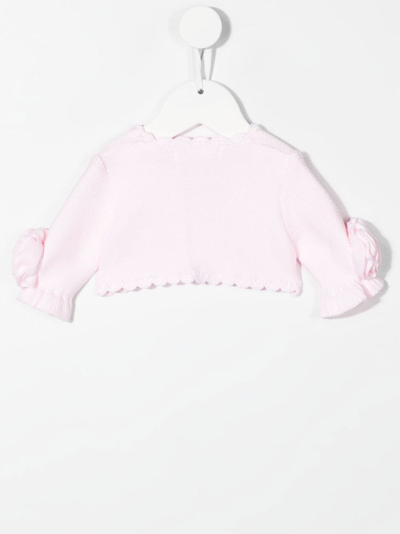 Shop Mimilù Floral-appliqué Knitted Cardigan In Rosa