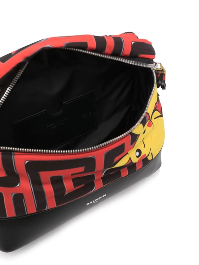 Shop Balmain X Pokémon Pikachu-motif Leather-trim Belt Bag In Black