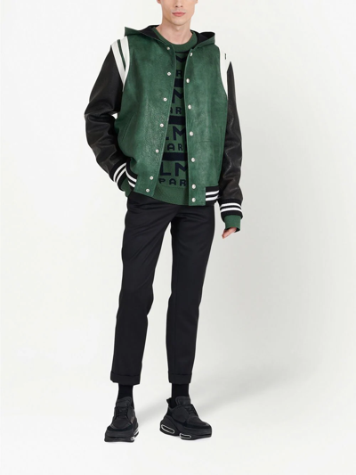Balmain Logo Pattern Jumper In Green