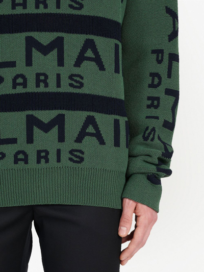 Balmain Logo Pattern Jumper In Green