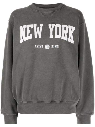 Shop Anine Bing Ramona New York University Sweatshirt In Grau