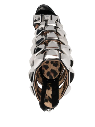 Shop Philipp Plein Studded Leopard-print Sandals In Silver