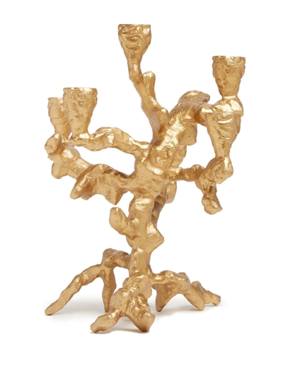 Shop Polspotten Small Apple Tree Candle Holder In Gold