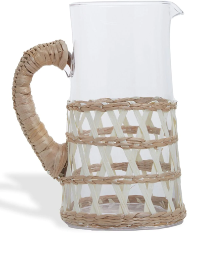 Polspotten Reed Wicker-embellished Jug In White
