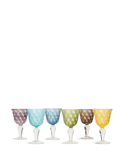 Polspotten Blocks Wine Glasses (set Of Six) In Blau