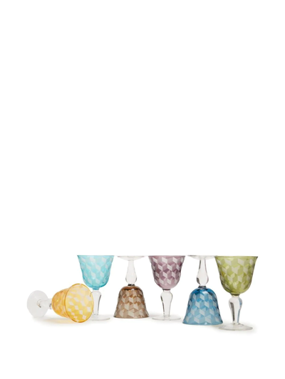 Polspotten Blocks Wine Glasses (set Of Six) In Blau