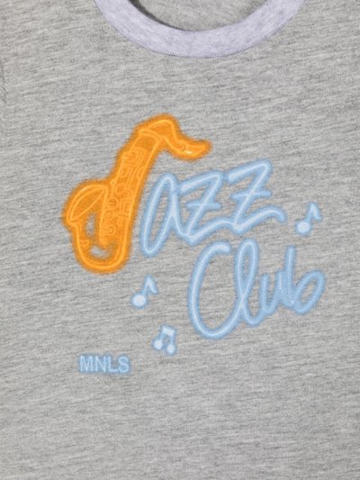 Shop Monnalisa Jazz Club-print Long-sleeve T-shirt In Grau