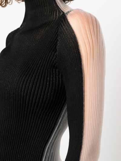 Shop A. Roege Hove Sofie Ribbed-knit Panelled Jumper In Black