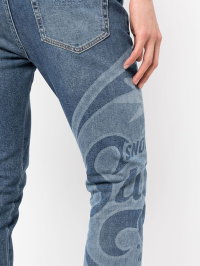 Shop Iceberg Watermark-print Detail Jeans In Blau