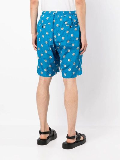 Shop Marni All-over Floral-print Bermuda Shorts In Blau