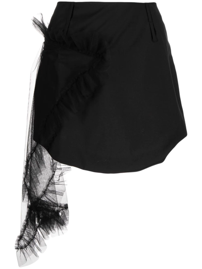 Shop Act N°1 Ruffle-detail Wool Skirt In Black