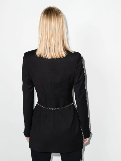 Mach&mach Crystal Bow Chain Belt Blazer Minidress In Black