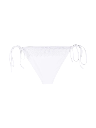 Shop Charo Ruiz Crochet-trim Bikini Bottoms In Weiss