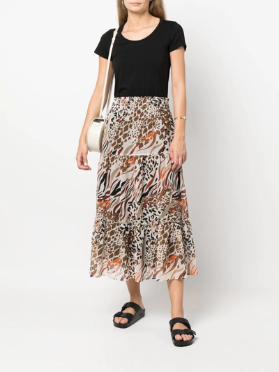 Liu •jo Leopard-print Midi T-shirt Dress In Schwarz