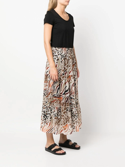 Liu •jo Leopard-print Midi T-shirt Dress In Schwarz