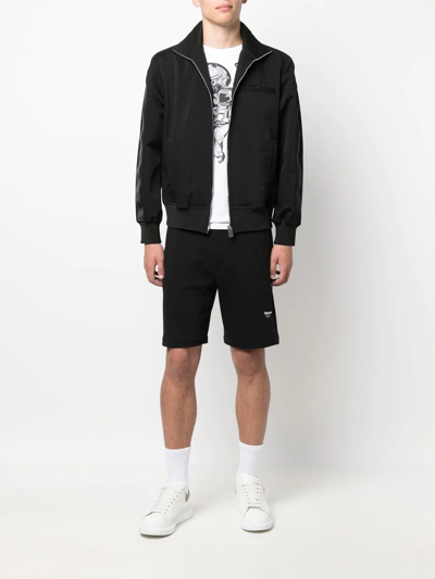Shop Alexander Mcqueen Embroidered Logo Track Shorts In Black