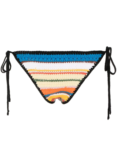 Shop Ganni Crochet String Bikini-bottoms In Mehrfarbig