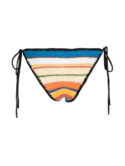 Shop Ganni Crochet String Bikini-bottoms In Mehrfarbig