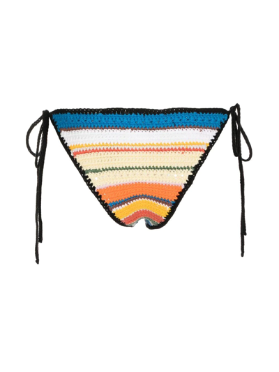 Ganni Crocheted Organic Cotton Bikini Bottoms In Mehrfarbig