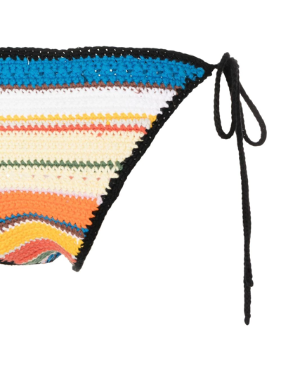 Shop Ganni Crochet String Bikini-bottoms In Mehrfarbig