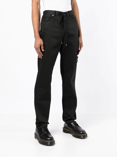 Shop Takahiromiyashita The Soloist Straight-leg Drawstring Trousers In Schwarz