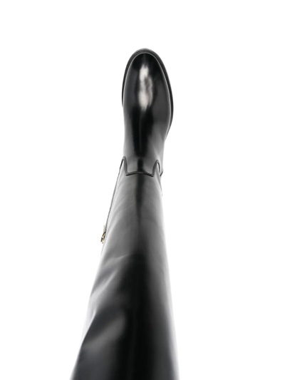 Shop Santoni Knee-length Leather Boots In Black