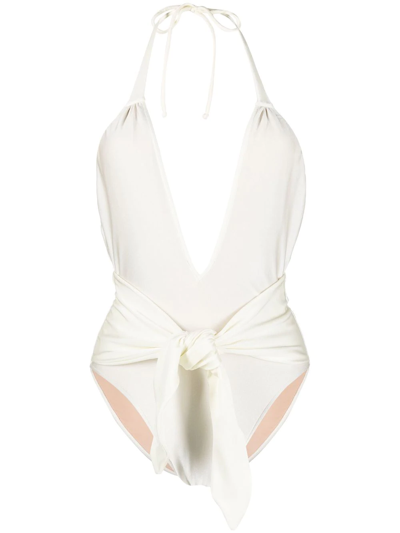 Shop Adriana Degreas Front Tie-fastening Detail Swimsuit In Neutrals