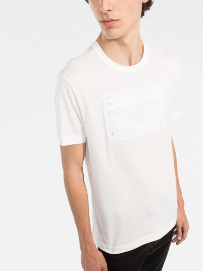Shop Dolce & Gabbana Logo-embossed Cotton T-shirt In Weiss