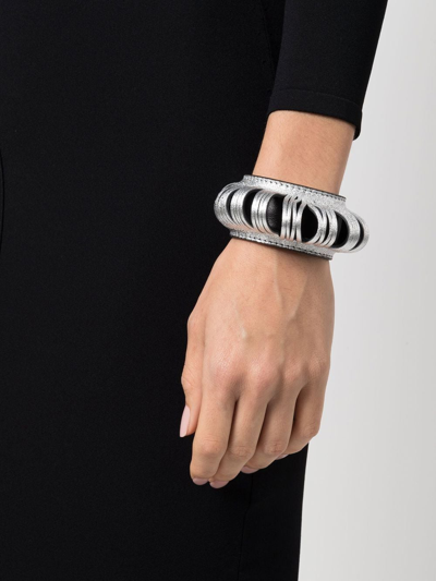Shop So-le Studio Cut Out-detail Leather Bracelet In Silber