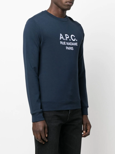 Apc Classic Cotton Sweatshirt With Iconic Logo And Fit In Blue