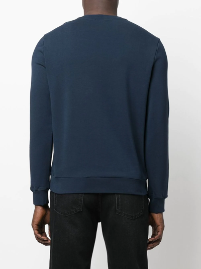Shop Apc Organic-cotton Logo Print Sweatshirt In Blue