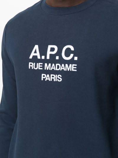 Apc Classic Cotton Sweatshirt With Iconic Logo And Fit In Blue
