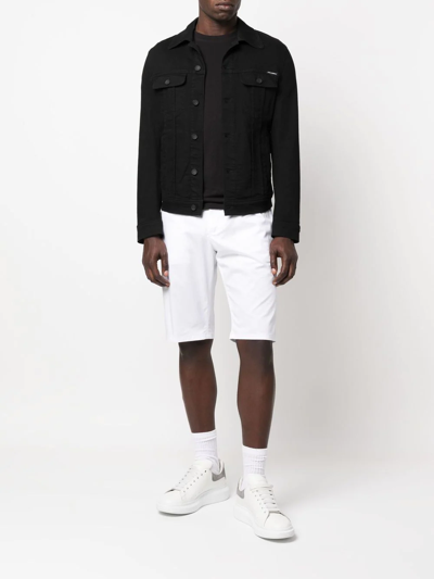 Shop Dolce & Gabbana Rear-logo Slim Bermuda Shorts In White