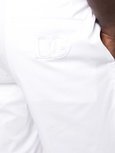 Shop Dolce & Gabbana Rear-logo Slim Bermuda Shorts In White