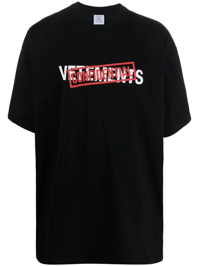 Vetements Confidential Logo Cotton T-shirt In Black (black) | ModeSens