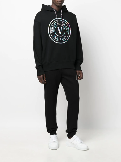 Shop Versace Jeans Couture Logo Print Track Pants In Black
