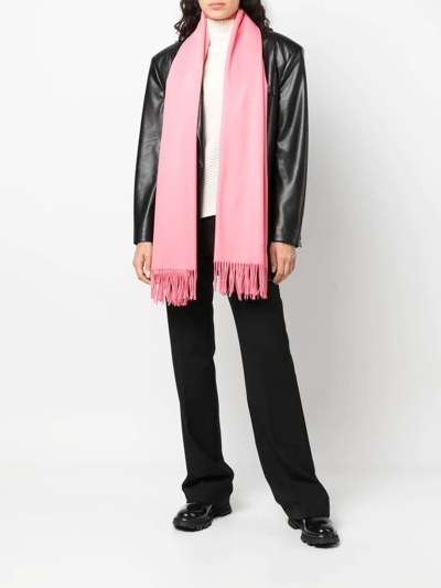 Alexander Mcqueen Tasselled Logo-embroidered Scarf In Rosa