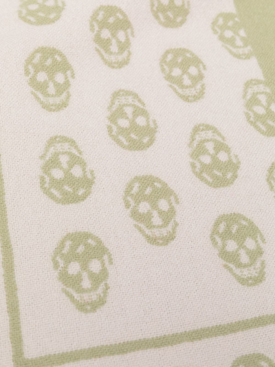 Alexander Mcqueen Skull-print Branded Wool Scarf In Nude