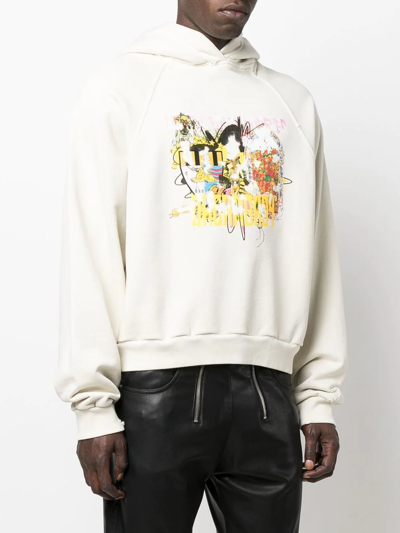 Shop Liberal Youth Ministry Graphic-print Cotton Hoodie In Neutrals