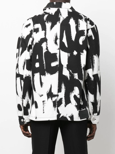 Alexander Mcqueen Exploded Graffiti Denim Overshirt In Black