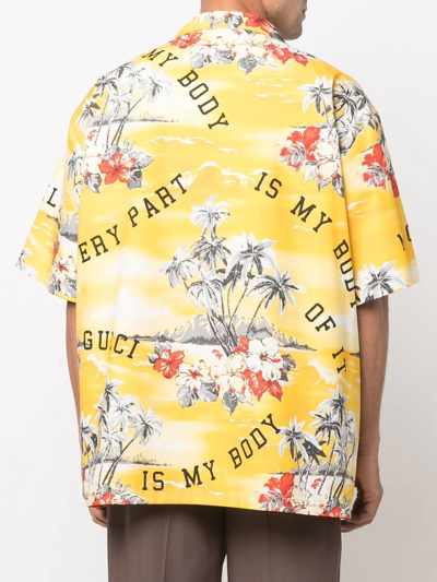 Shop Gucci Palm Tress Print Short-sleeved Shirt In Gelb