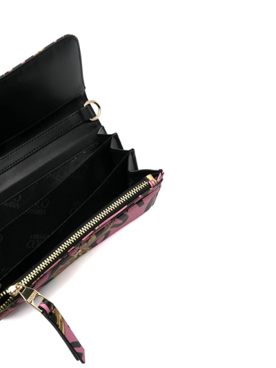 Shop Versace Jeans Couture Baroque Pattern-print Leather Purse In Rosa