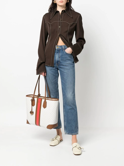 Michael Michael Kors Eva Monogram-print Tote Bag In Weiss