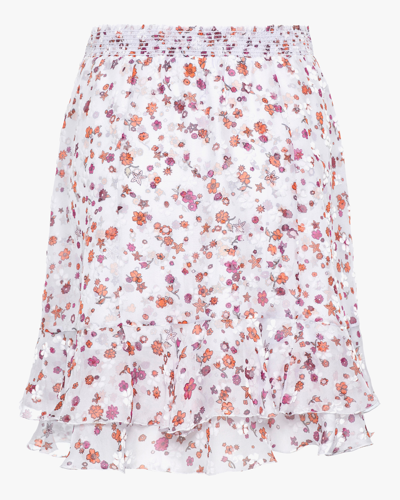 Shop Dorothee Schumacher Drapy Softness Smocked Mini Skirt In Shiny Liberty Millefleur